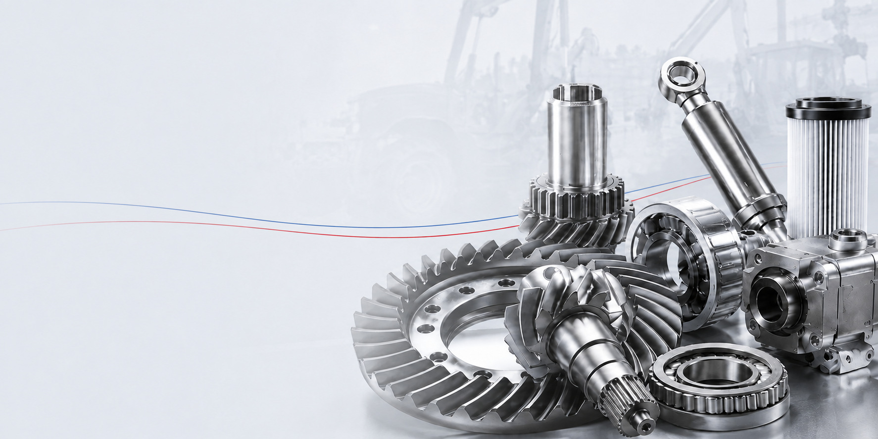 Spare parts for construction and agricultural machinery — crown wheel and pinion, bearings, pumps and filters